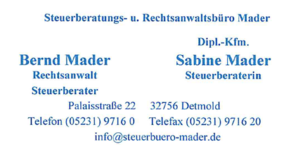 Sabine u Bernd Mader Steuerbüro - Rechtsanwalt